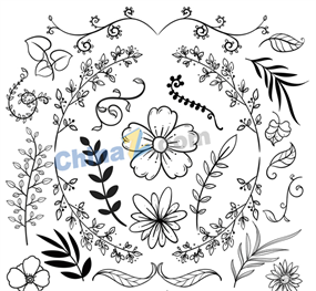 手绘树叶花卉矢量素材